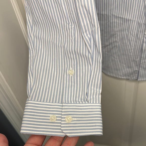 NWT Express Men's Blue Pinstripe Shirt with Floral Accent - Picture 6 of 10